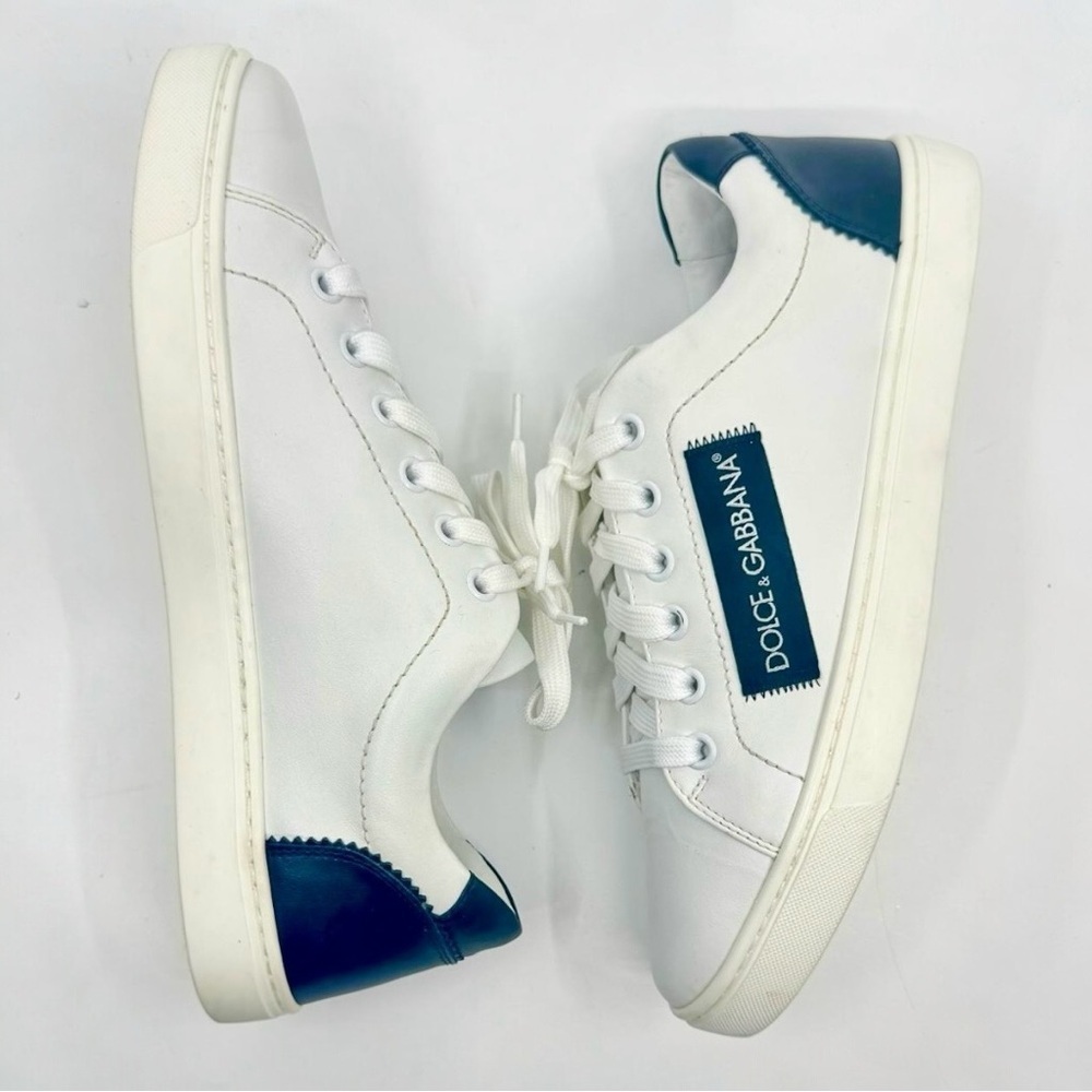 DOLCE & GABBANA Logo White Black Leather Low Top Sneakers Portofino Sneakers - Picture 4 of 16